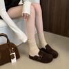 Stepping On Shit 2025 New Warm Buckle with Thick-soled Woolen Woolen Shoes Bag Head Half Slippers Outer Wear Women's Autumn and Winter