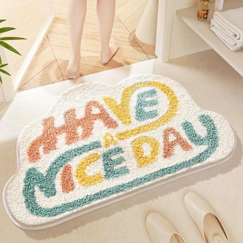 Cartoon Semi-Circular Bath Mats | Thickened Plush Non-Slip Bathroom Rug | Quick-Dry Super Absorbent Foot Mat for Bathroom Decor