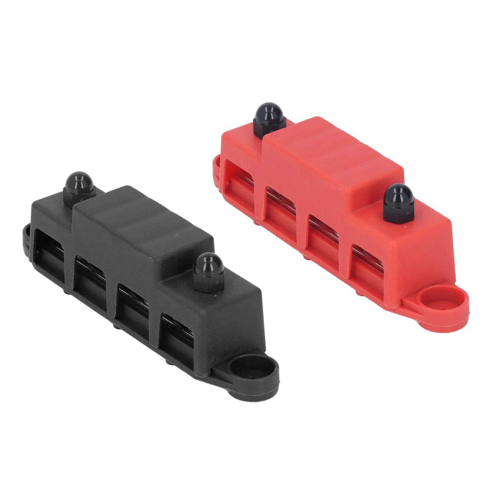 DC 12V-48V 250A Клеммная шина Распределительный блок питания аккумулятора с крышкой Винт M8 4 для автомобиля, лодки, дома на колесах, грузовика 2 шт.