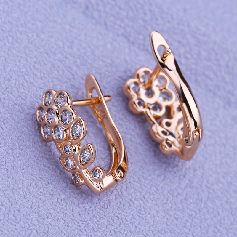 MINTHA Flower Clip Earrings Trendy Fashion Jewelry Cubic Zirconia Stud Earrings For Women Rose Gold Color Earrings