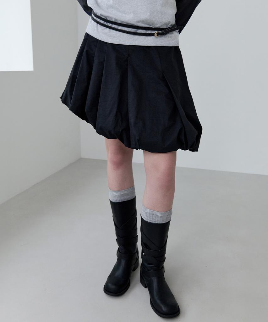 Lora Lora Unbalance Pleats Balloon Skirt Black