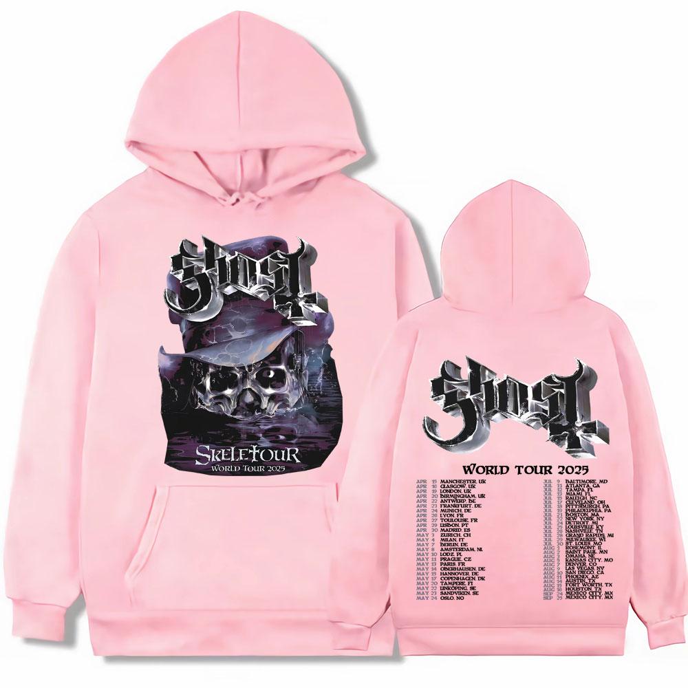 Band Ghost Skeletour World Tour 2025 Print Sweatshirts Men Women Hip Hop Gothic Harajuku Hoodies Oversized Pullovers Streetwear