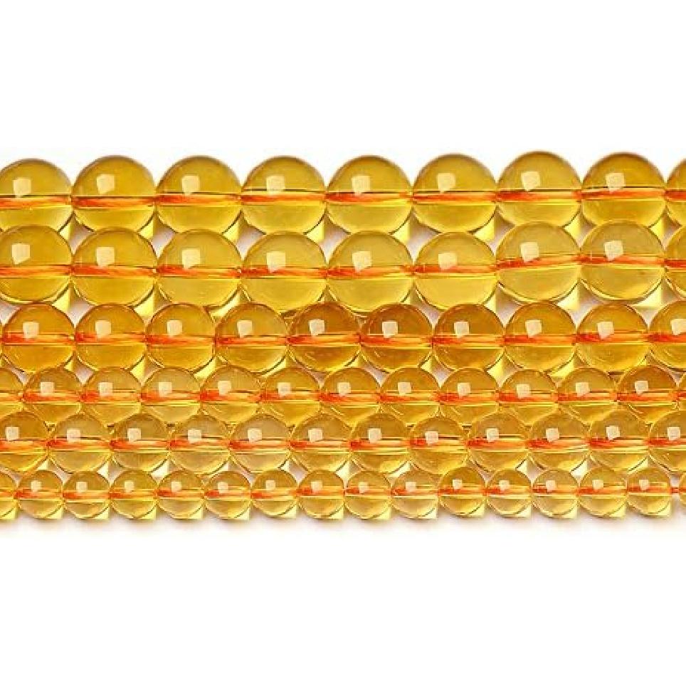 4MM 6MM 8MM 10MM 12MM 14MM Round Gemstone Yellow Citrine Natural Stone Beads Strand for Jewelry Making Wholesale 15"