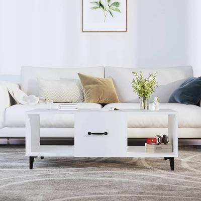 Vidaxl Coffee Table, White, 102X50X40 Cm, Wood-Based Material
