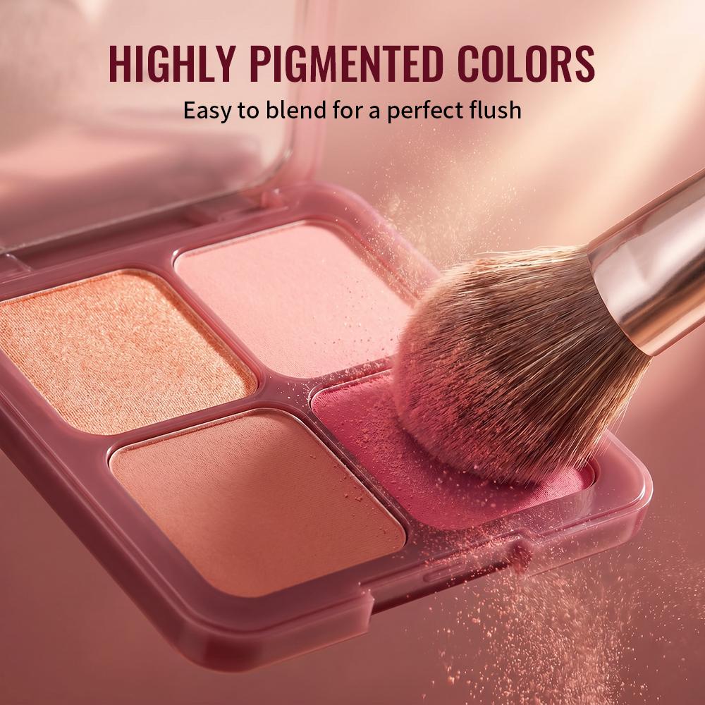 4 Color Matte Cream Blush Highlighter Palette Pink Peach Expanding Color Natural Water Light Blush Rouge Portable Face Cheek Tin