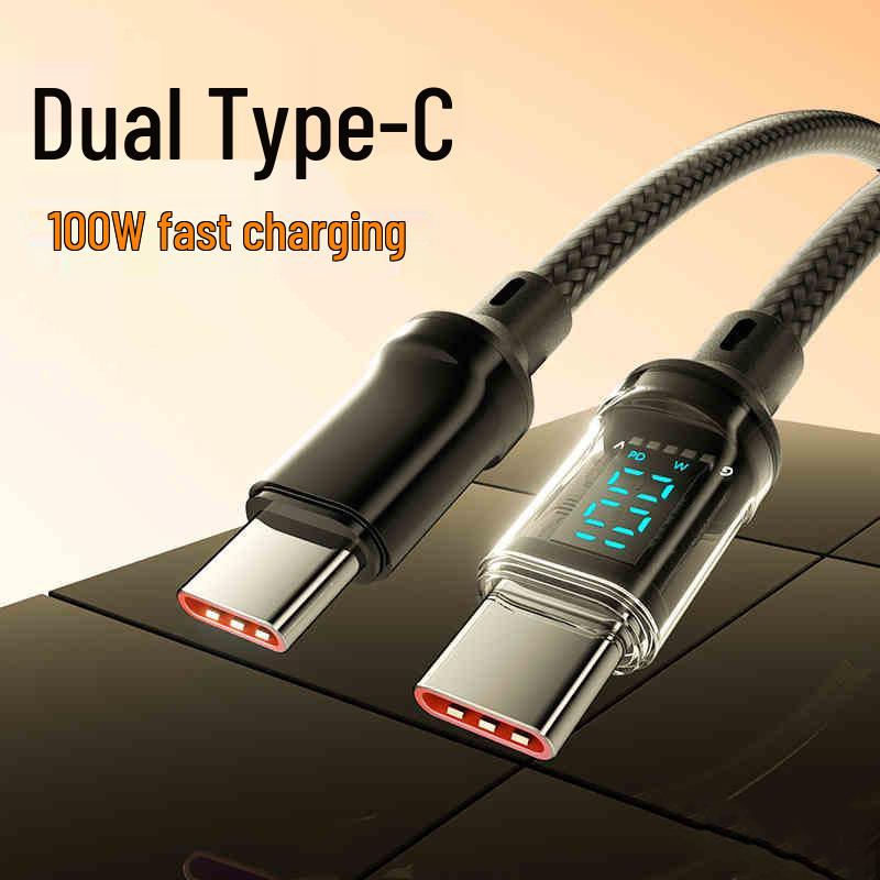 120W Super Fast Dual Type-C Transparent Charging Cable for Apple 15 & Huawei Honor 6A