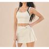Womens Tennis Skirt Set Sleeveless Sportswear Running Gym Yoga Badminton Outdoor Fitness