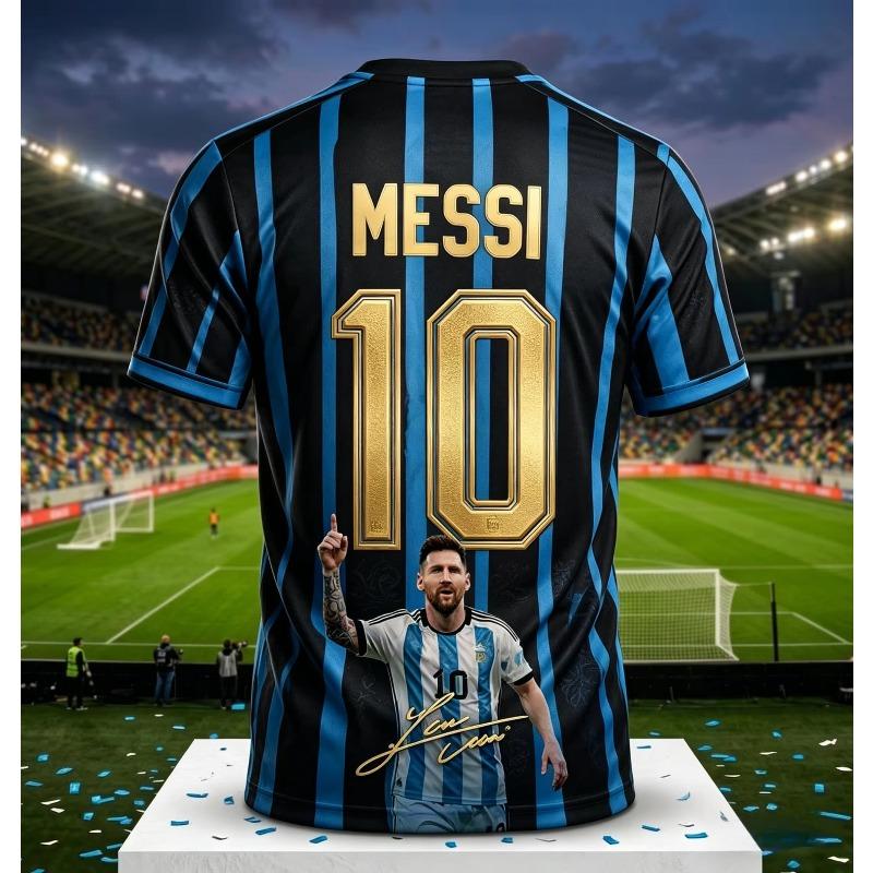 10 Argentina Football Jersey Blue White Striped 3D Print Shirt Men Women Soccer World Cup Fan Short Sleeve Tops S