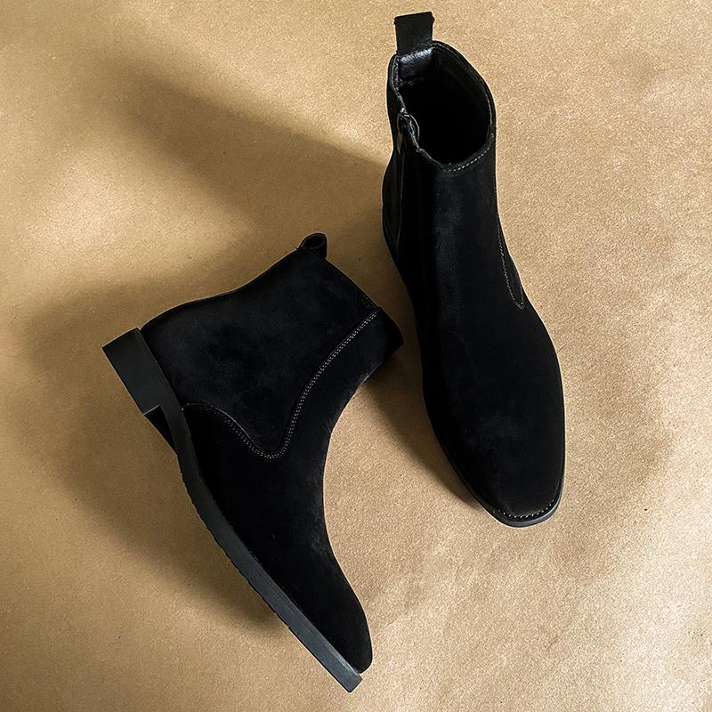Golden Sapling Winter Suede Leather Chelsea Boots for Men Retro Classics Western Cowboy Boots Casual Shoes Man Big Size 38-46