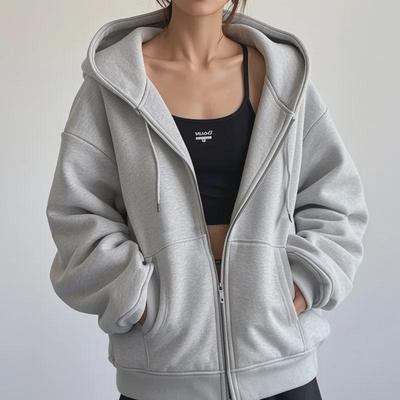 Unisex Hooded Velvet Cardigan: New Solid Color Zipper Style for Autumn/Winter