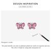 BAMOER Authentic 925 Sterling Silver Pink Butterfly Ear Studs Plated Plarinum Piercing Stud Earrings for Women Fine Jewelry Gift