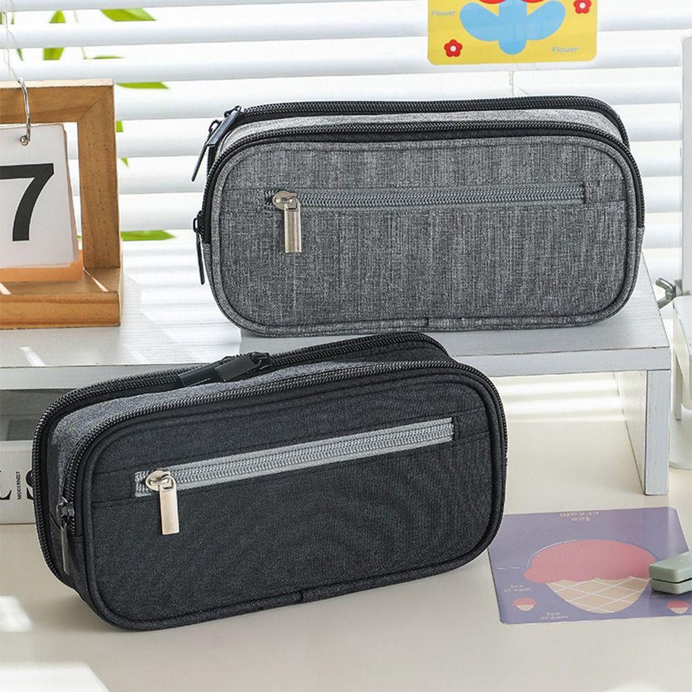 Portable Stationery Organizer Solid Color Pen Organizer Pouch Multifunctional Pencil Case  Students