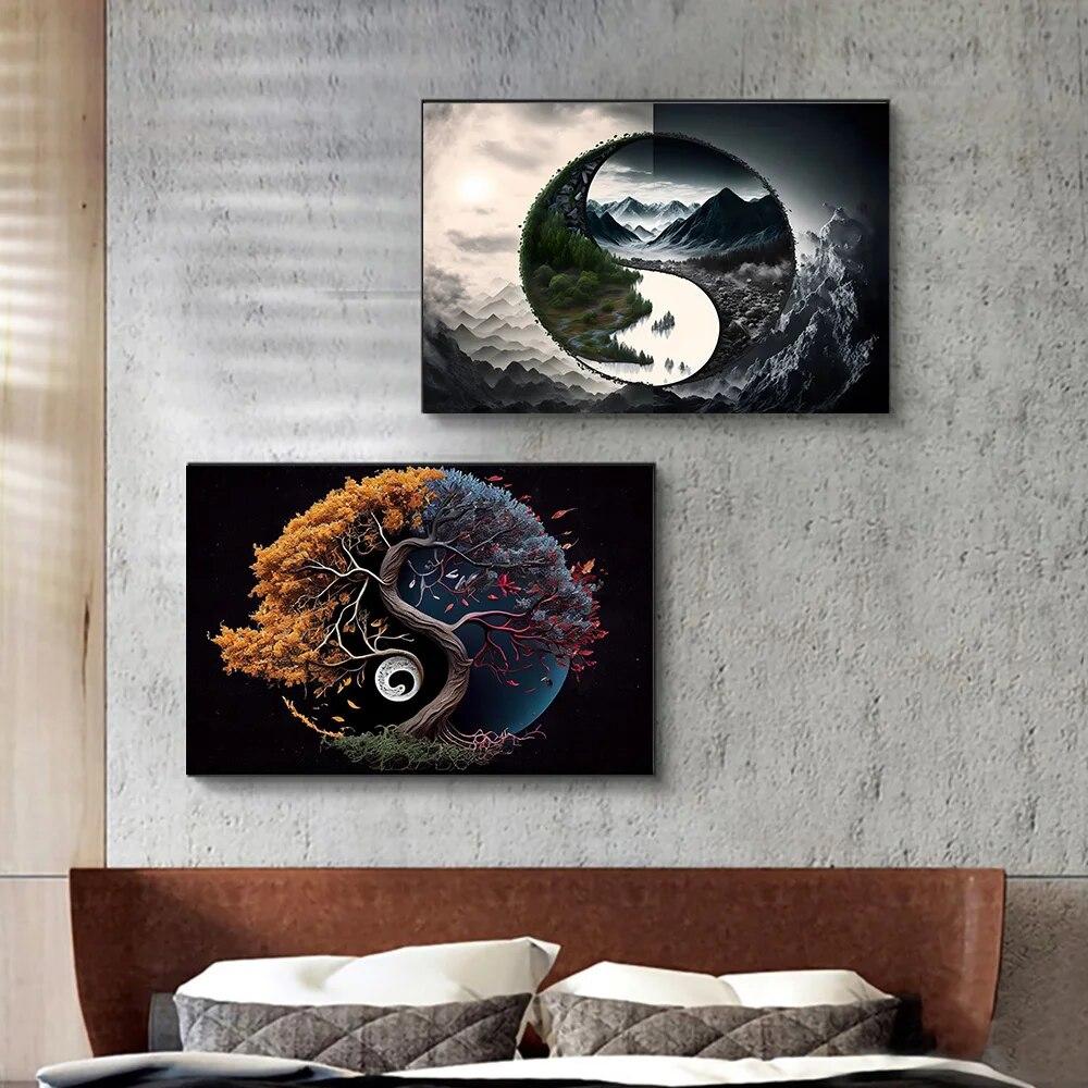 MOGTAA Quadro Fai Da Te Con Diamanti 5D: Albero Yin Yang E Luna – Kit Completo Per Adulti E Principianti (30,5 X 30,5 Cm)