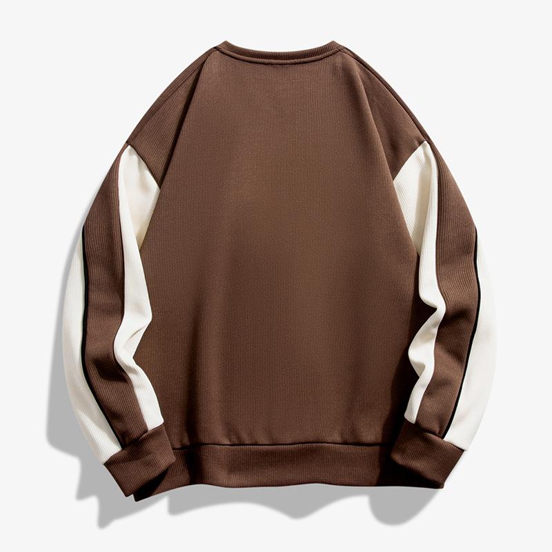 Sudadera de Hombre con Cuello Redondo Diseño de Bloques de Color Pulóver Informal Top Streetwear