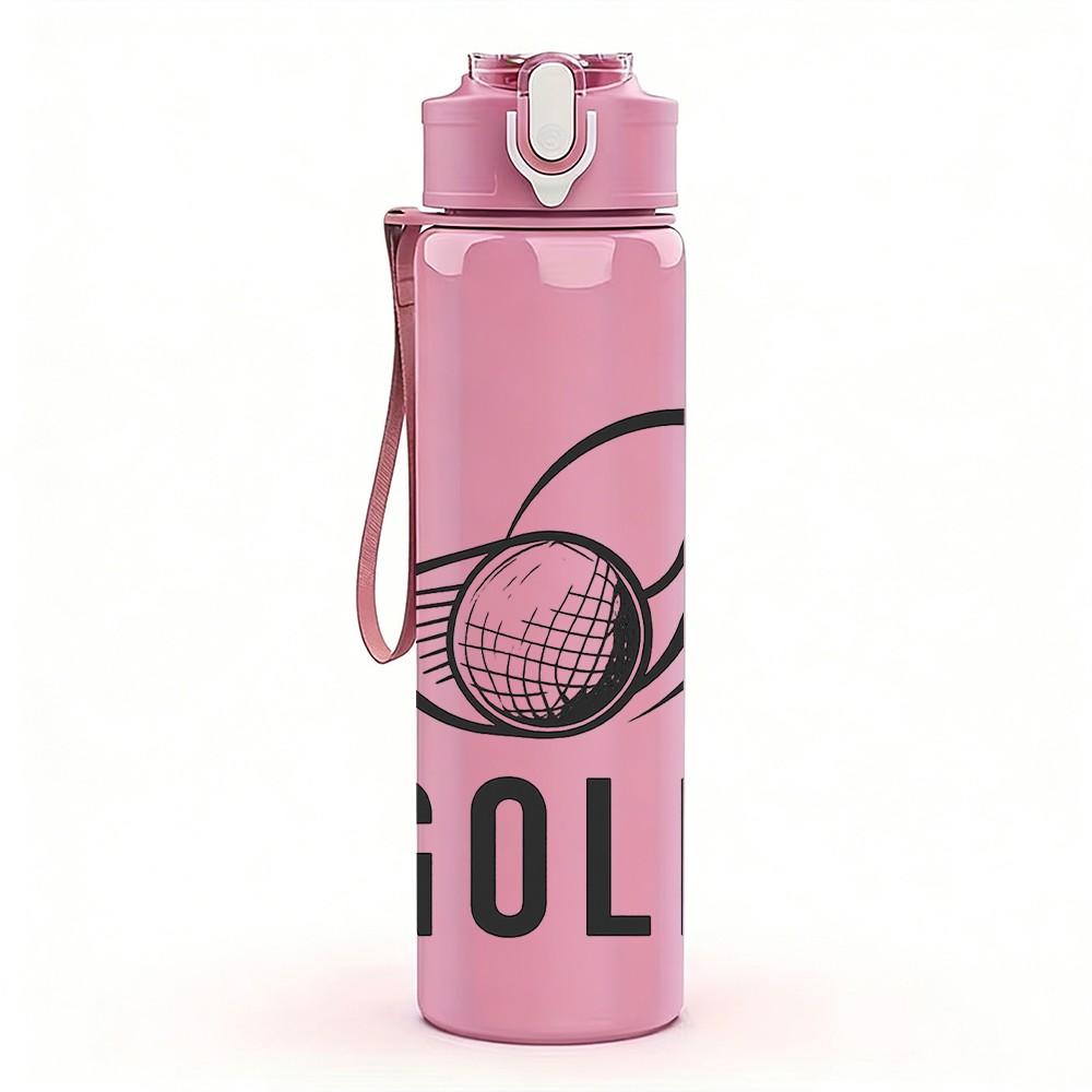 1PC Golf Club Silhouette Design 750ml Color Plastic Sports Water Bottle Leakproof Flip Straw Lid Suitable for Sports Office Home Use