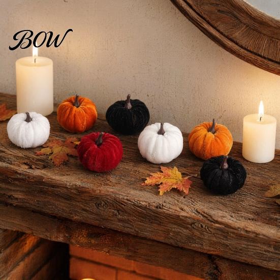 Reusable Halloween Decorations 20 PCS Velvet Pumpkin Decorative Ornaments, Multi-Color Artificial Fall Harvest Decor Tiered Tray for