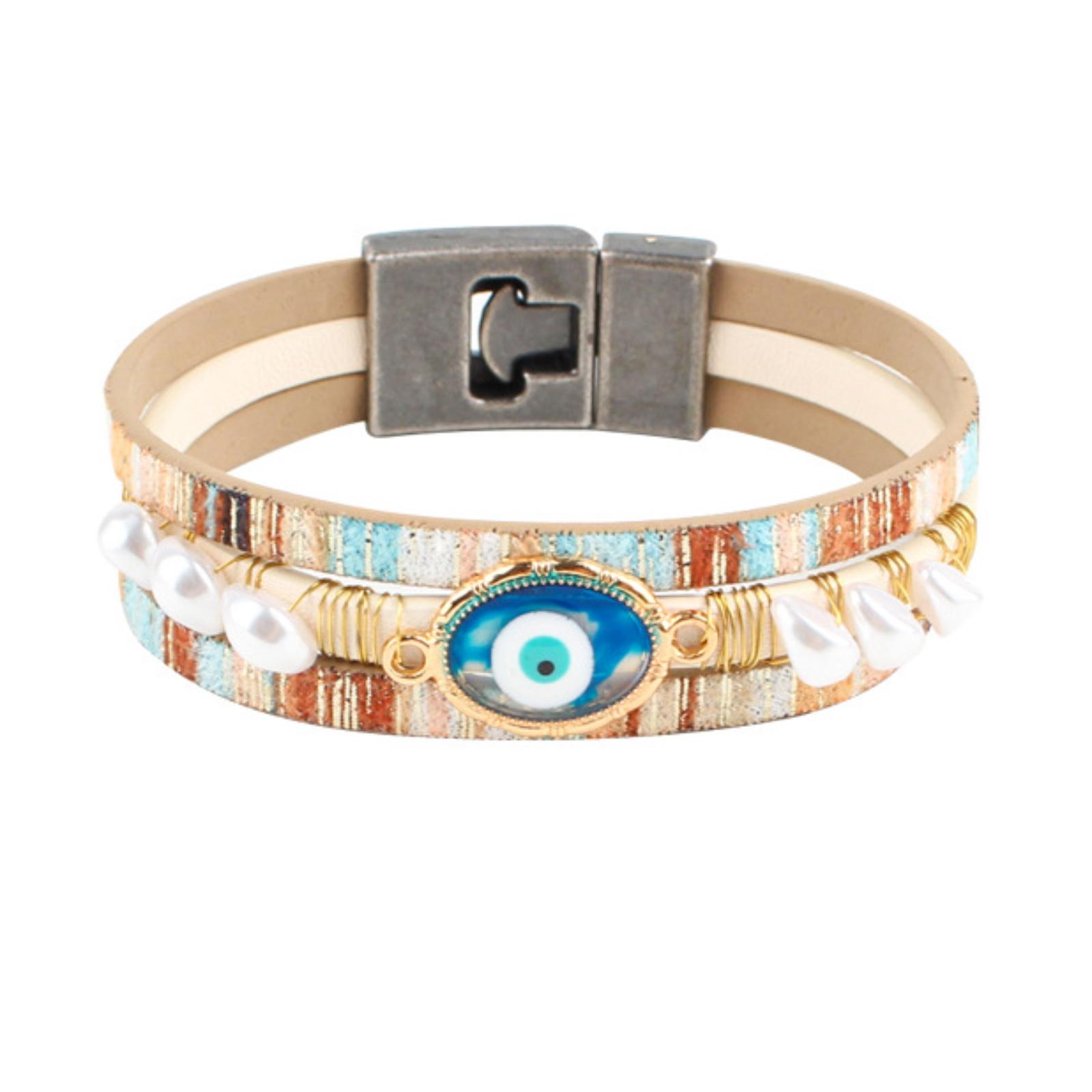 

Браслет из сплава кожи Turkish Blue Eyes, многослойный, маленький One Size