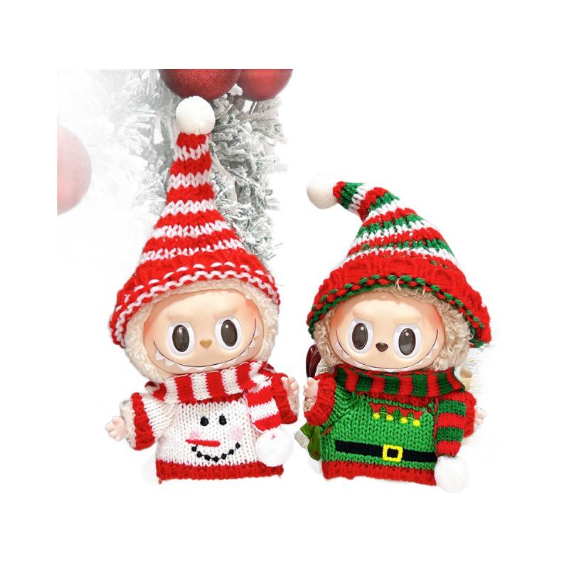 Labubu 17cm Christmas Doll Clothes: First & Second Gen Sit-Sit Party Sweater