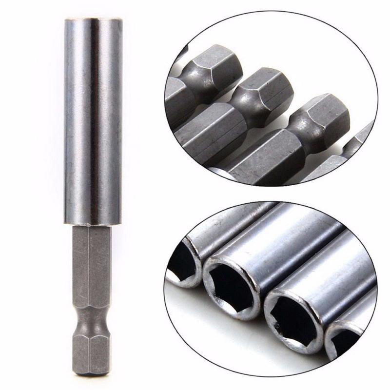 10Pcs 60mm Magnetic Screwdriver Extension Bit Tips Holder 1/4in Hex Shank Set(Silver Color)