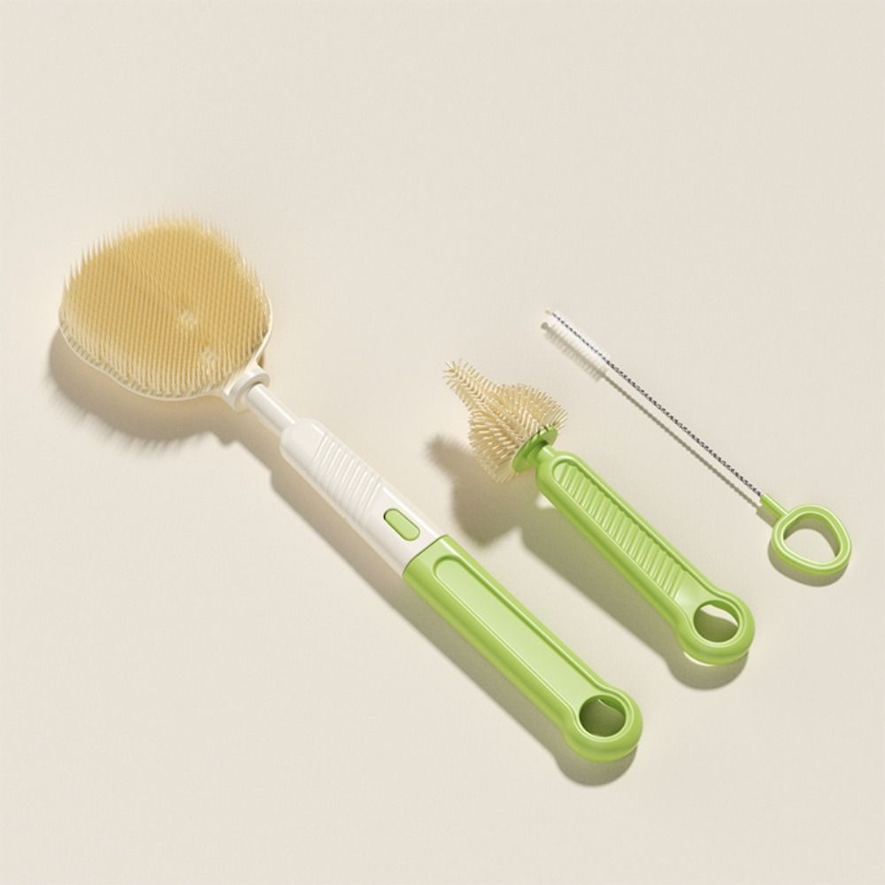 

3Pcs/set Silicone Milk Bottle Brush Set Handheld Pacifier Cleaning Brush Baby Nipple Brush Kit