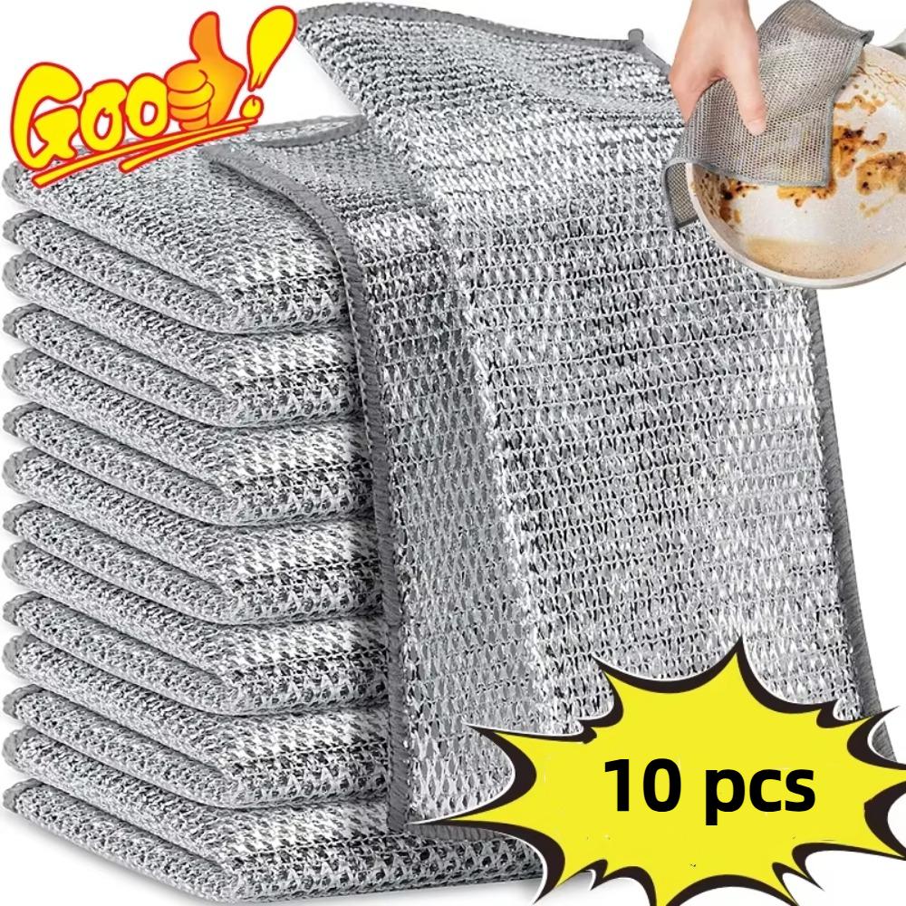 10pcs Single Layer Wire Dishwashing Rags Cleaning Products Kitchen Stovetop Dishwashing Kitchen