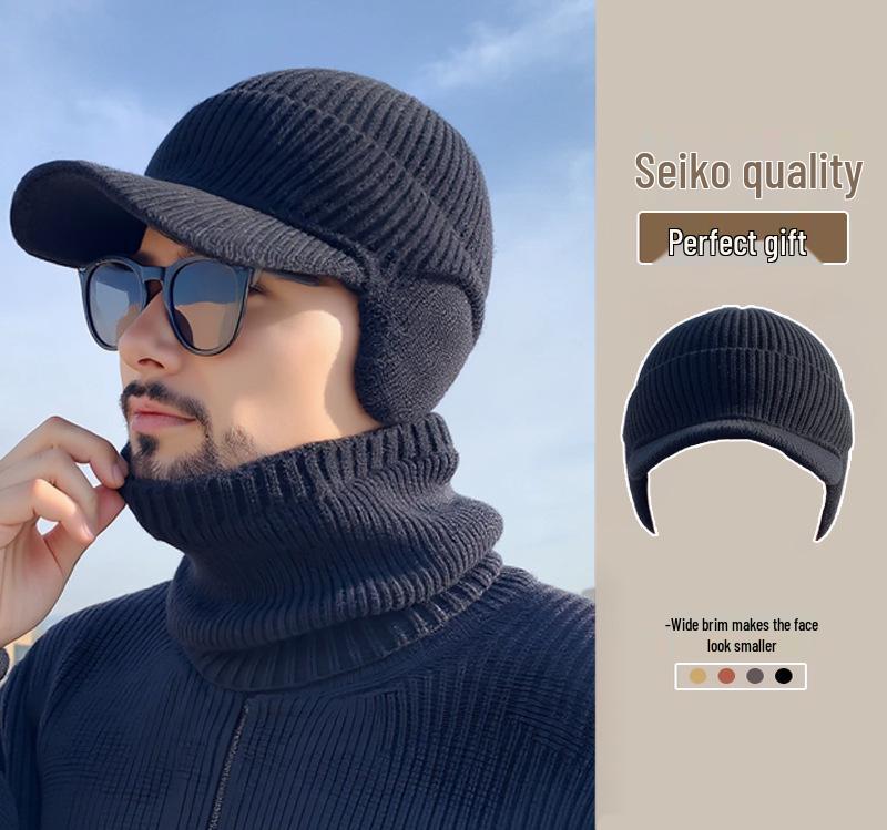 

Мужская зимняя шапка для защиты ушей, шерстяная, для среднего и пожилого возраста - Утепленная, с плюшевой подкладкой, холодо- и ветрозащитная чёрный