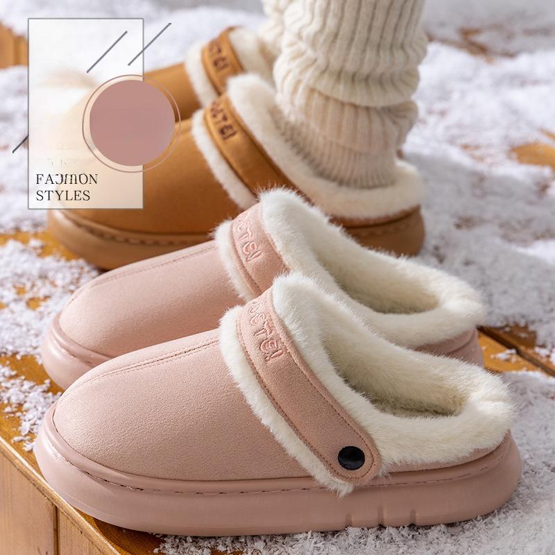 New Women's Heel Shoes, Indoor Anti-slip, Warm, Soft-soled, Silent Cotton Slippers