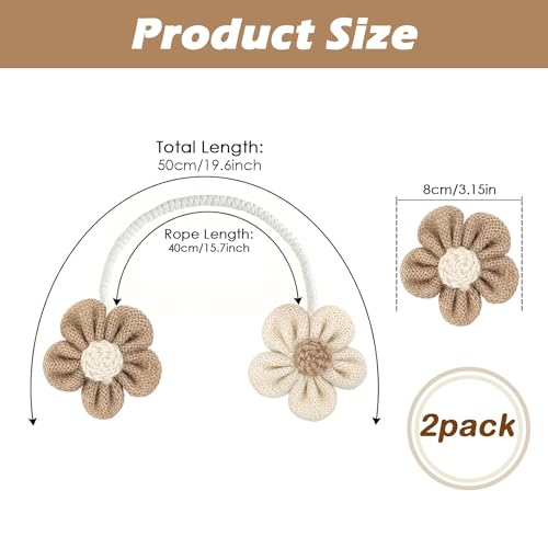 Modern Sunflower Cotton Eco-Friendly Curtain Tiebacks 2-Pack for Wedding and Natural Style Windows Wall Decor