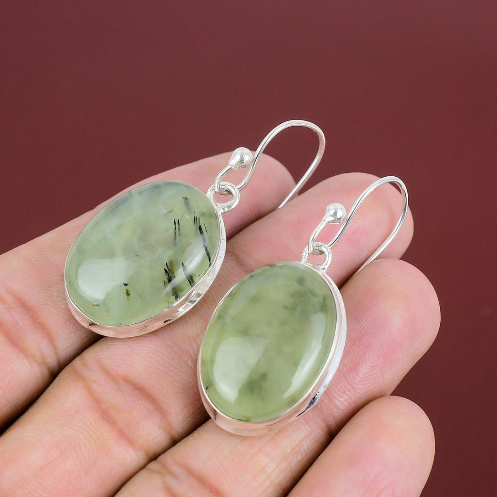 Moss Prehnite Earring Handmade Earrings Genuine Gemstone Jewelry 925 Sterling Silver Earring Unique Moss Prehnite Jewelry Anniversary Gifts