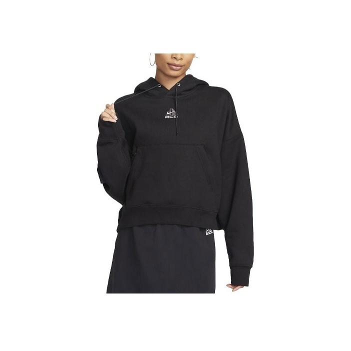 Nike Logo Print Drawstring Hoodie With Long Sleeves Women Tops Charcoal-Gray DQ5807-045