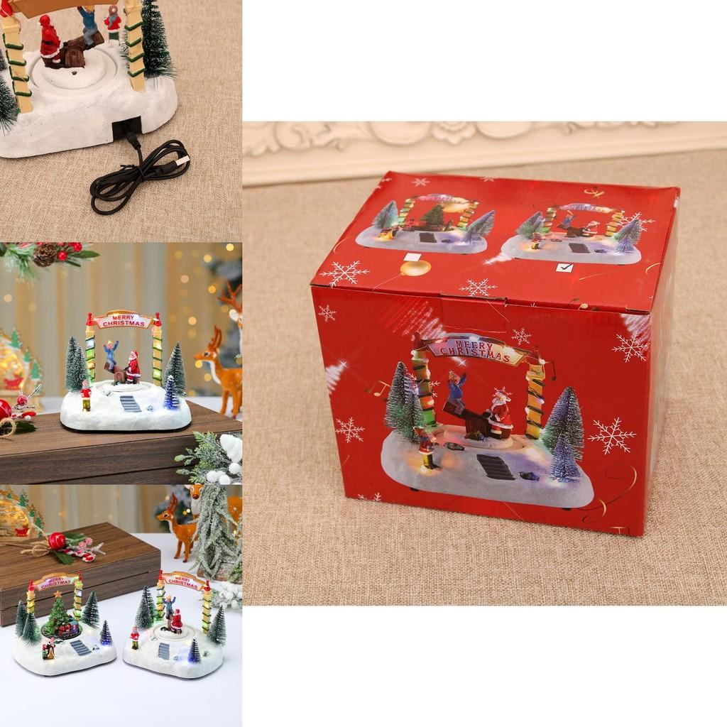 Harz-Drehwippen-Spieluhr Schneeszene Mit Weihnachtsdekoration Für Feiertagsgeschenke Und Schmuckpräsentation