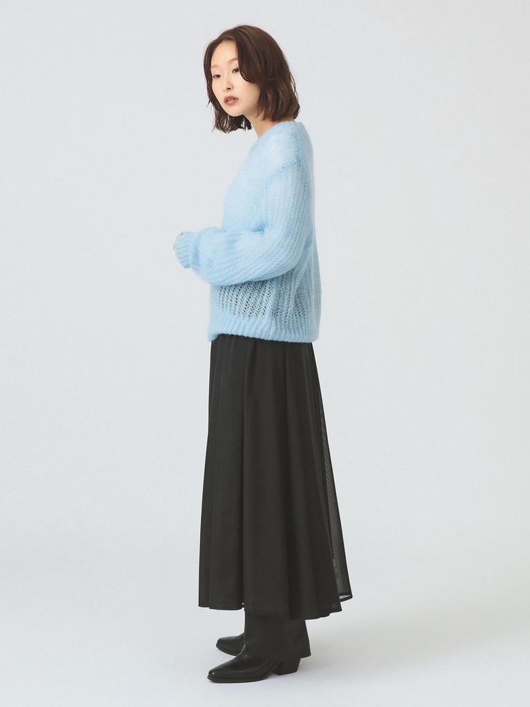 Ray Beams Women's Sheer Gathered Flare Skirt, Black 0