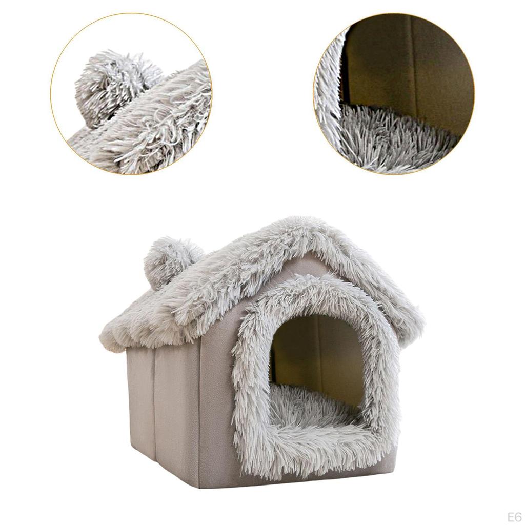 Cat Beds Pet Dog House with Removable Cushion Comfortable Indoor Enclosed Tent Hut Detachable