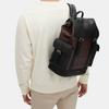 Coach Hudson 30 Large Capacity Flap Drawstring Closure Coated Canvas And Leather Backpack Men Backpack Brown Black CB839-QBMAH