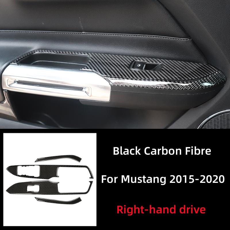 For Ford Mustang GT 2015- Accessories Carbon Fiber Car Windows Lifting Switch Control Panel Decoration Cover Trim Sticker