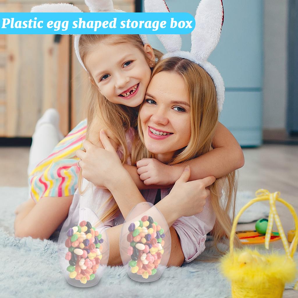 Plastic Egg Shaped Storage Container Reusable Easter Spring Storage Box for Candy Gifts Party Favors and Home Organization