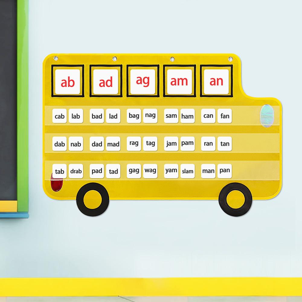 Classroom Decoration: School Bus Letter Phonics Hanging Pocket Chart