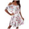 Fashion Women's One-Line Neck Tube Top Short Sleeve Off Shoulder Casual Dress