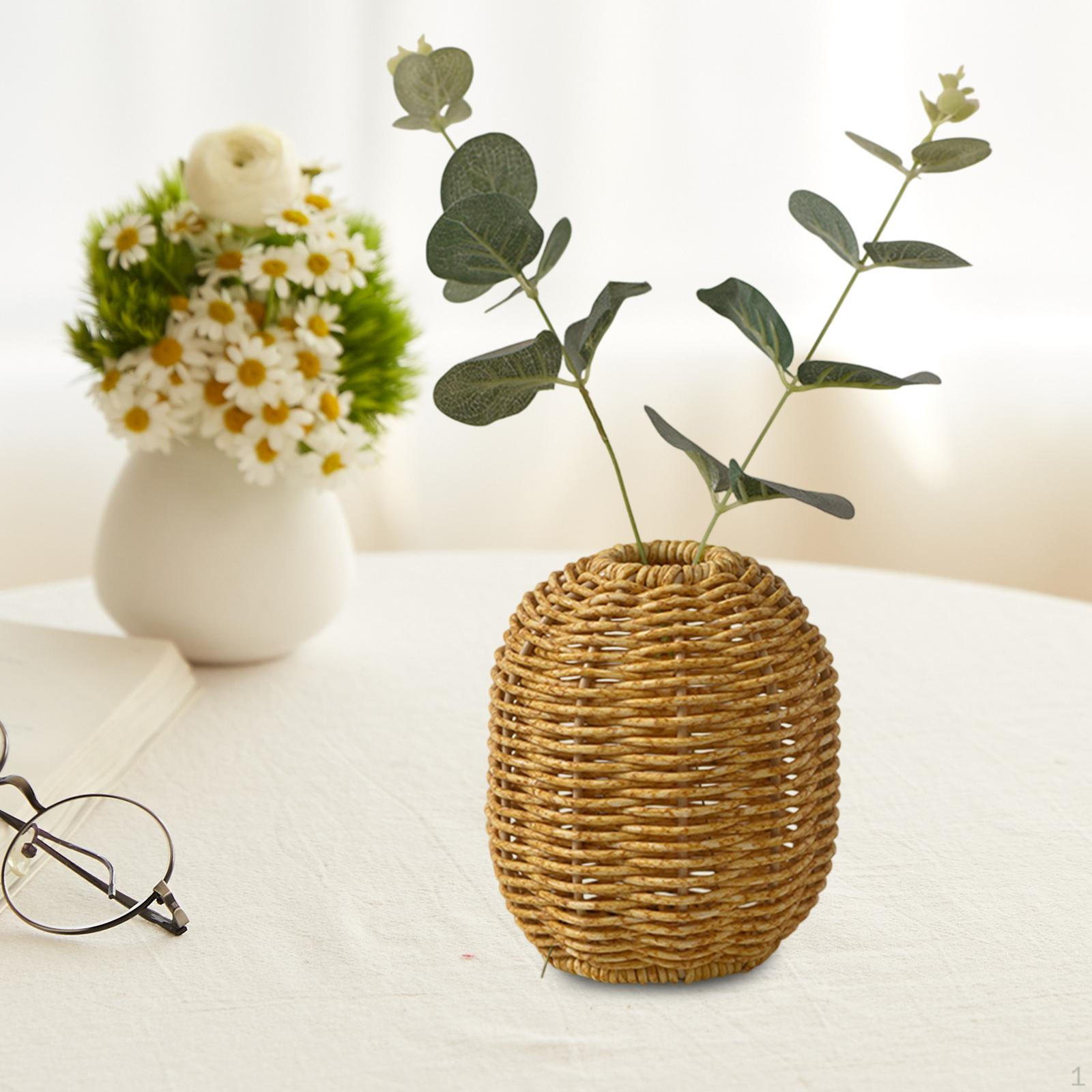 

Ваза для цветов из полипропилена 4,3x5,1 дюйма, настольное украшение, ручная работа, реквизит для фотографий, универсальный, деревенский для жёлтый