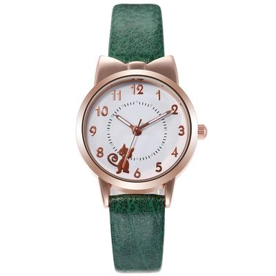 Fashion Kids Lovely Cat Digital Dial Children Watch Set Leather Strap Quartz Watches Kid Girls Clock Children Watch
