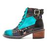 Johnature Handmade Printing Contrast Short Boots Retro Casual Comfort Genuine Leather Women Shoes