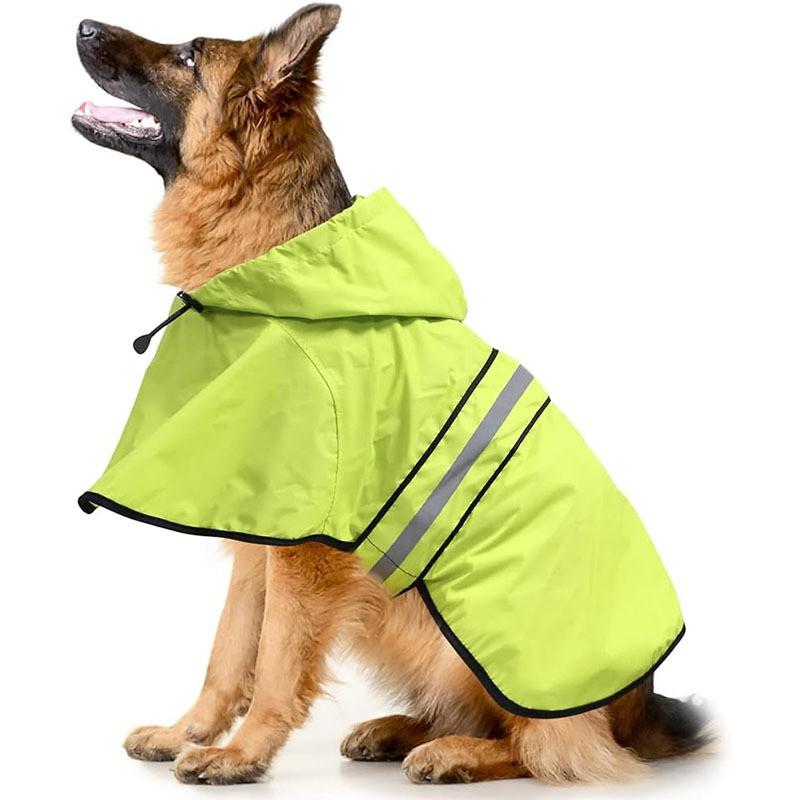Waterproof Dog Raincoat With Reflective Stripes Small Medium Large Breeds - Yellow Fluorescent Green Blue Pink Red