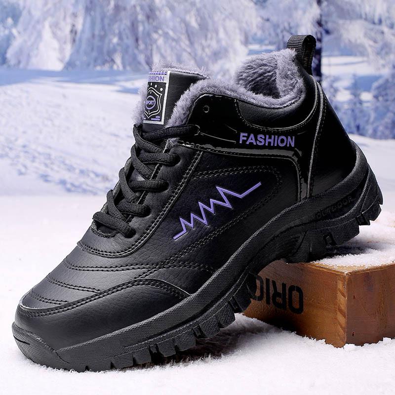 Winter shoes mother velvet warm cotton shoes leather surface waterproof non-slip sports shoes cold-resistant leather shoes snow