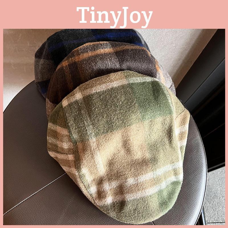 Newsboy Plush Retro Cap With Short Brim And Grid Design Fit For Fashion Autumn