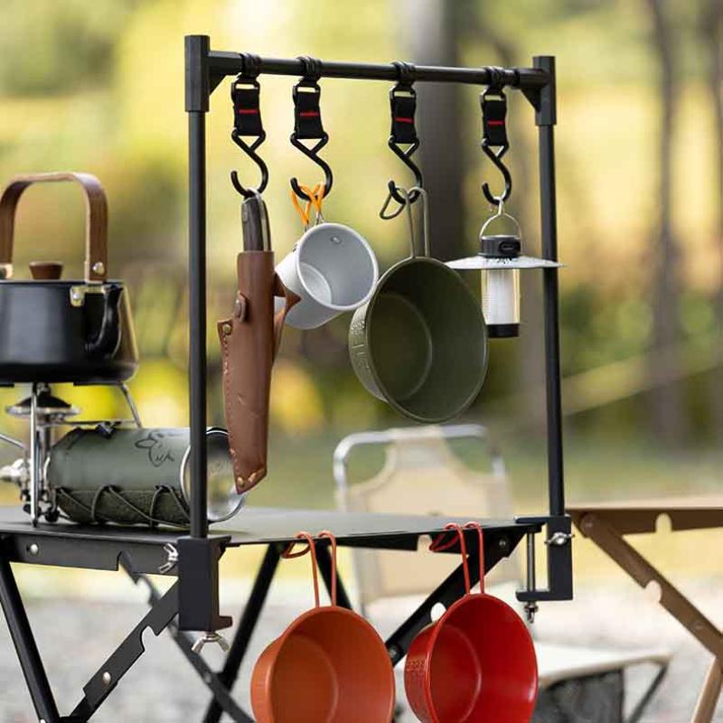 Camping Shelf Lantern Stand Light Pole Hook Picnic Tableware Hanging Racks Detachable Aluminium Alloy Light Hangers Stand