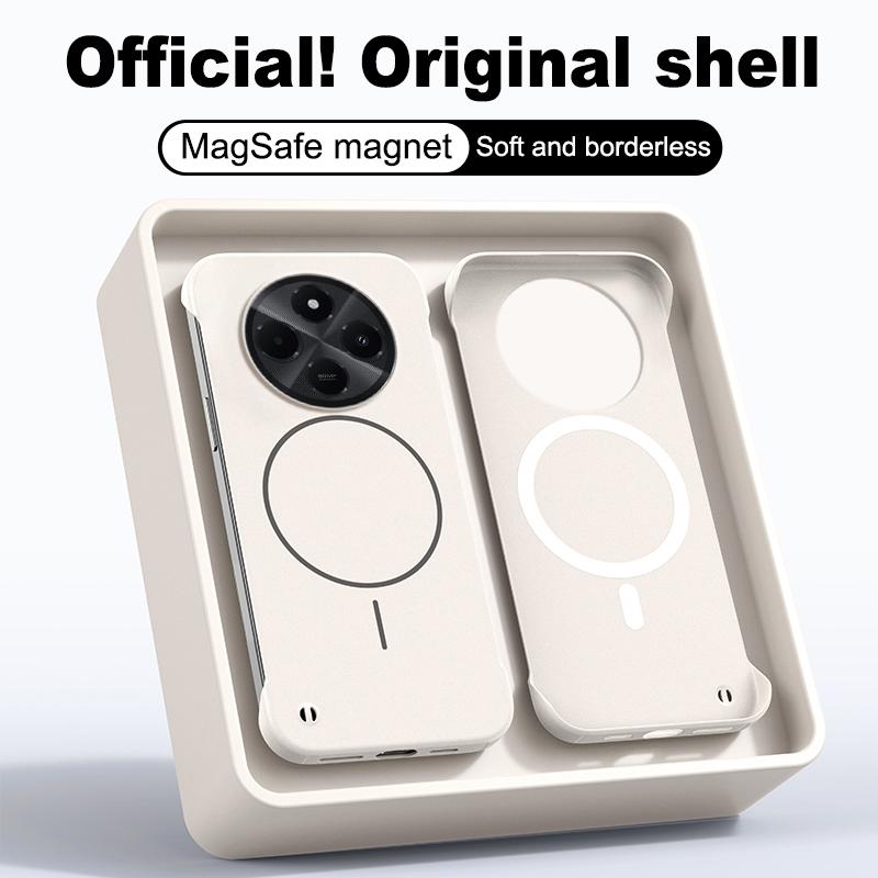 Ultra Thin Frameless Magnetic Case For Redmi 14C Magsafe Wireless Charging Hard PC Matte Shockproof Cover For POCO C75 Shell