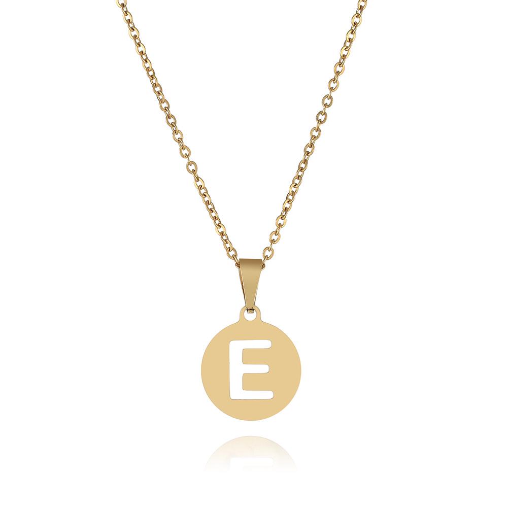 Stainless Steel Gold Plated Cutout Letter Necklace