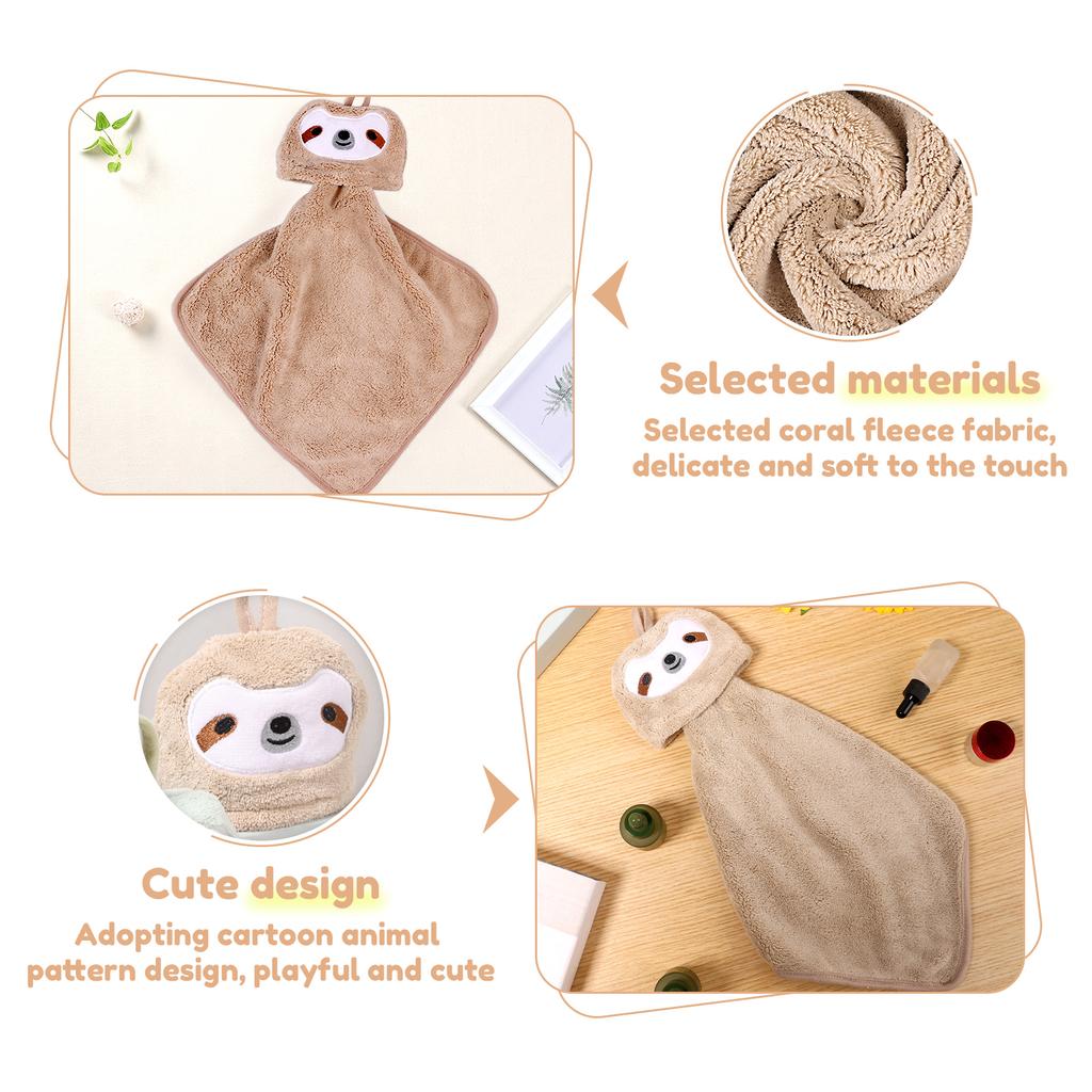 Coral Fleece Hand Towel Cute Cartoon Animal Fingertip Towel Hanging Towel For Household Kitchen Bathroom Wiping Hands