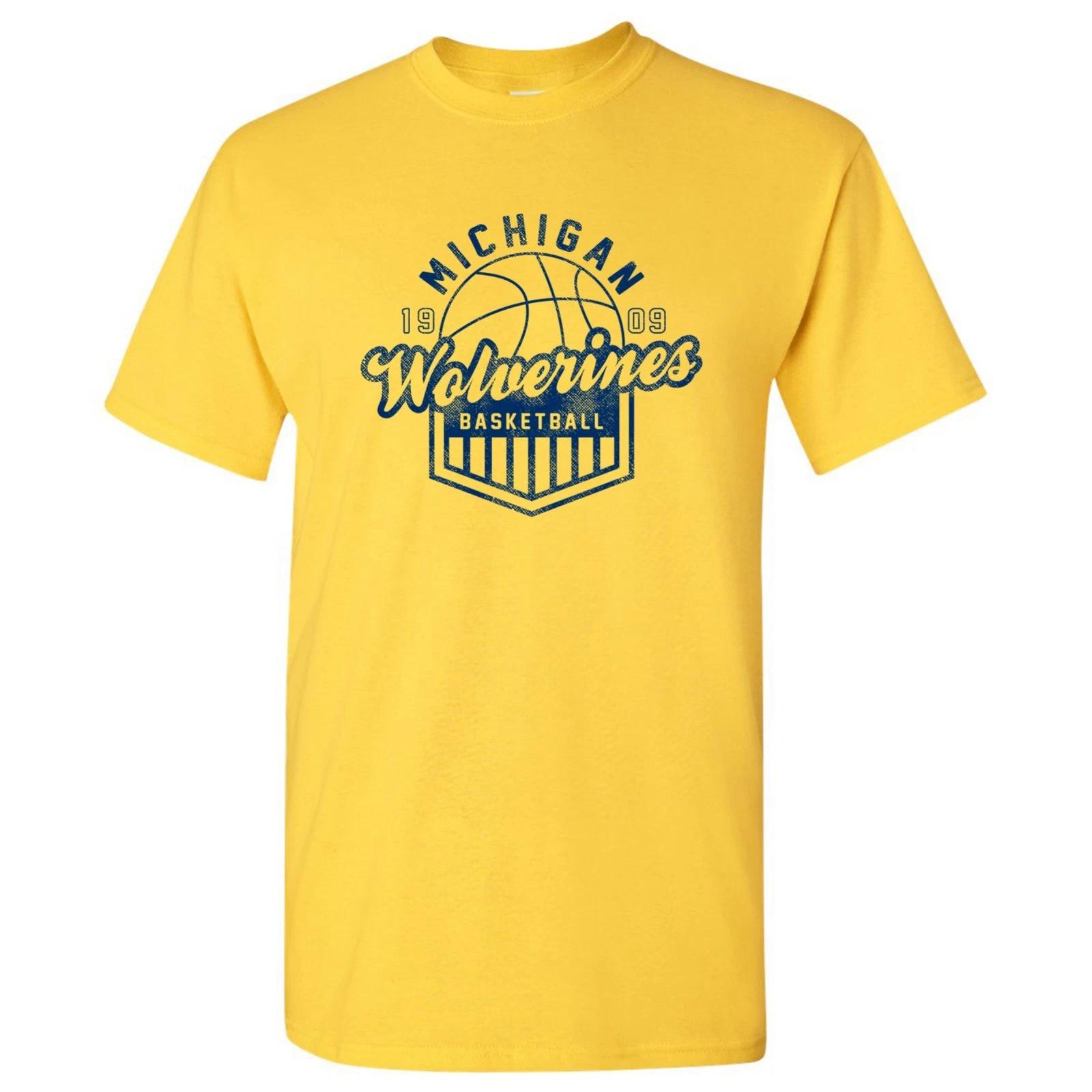 Michigan Wolverines Vintage Basketball Shield Licensed Unisex T-Shirt M
