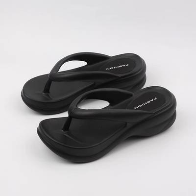 Zhao Lusi Stil Dam EVA Tjocksula Höjdhöjande Strand Sandaler - Franska Mode Flip Flops för Utomhusbruk